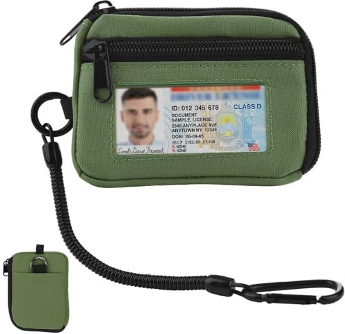 EDC Pouch Mini Geldbeutel, Mini Pouch Geldbörse Schlüsselkette mit Karabiner und Geldbörse Klein mit Münzfach für Herren und Damen, Multifunktional Reisegeldbeutel für Draußen für Draußen, Camping.