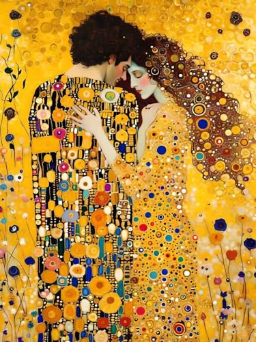 5D DIY Diamond Painting Klimt, Kuss Diamond Painting Set für Erwachsene und Kinder, Diamant Malerei Strass Stickerei Gem Art Painting Bastelset für Weihnachtsdeko, Geschenke für Frauen (30x40 cm) W-2