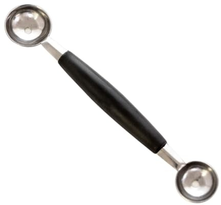 Cuchara Doble para Bolas de Fruta de Acero Inoxidable, 5 Piezas | Doble Extremo, Resistente al Óxido, Mango PP Esponja, Apta para Helado y Patatas