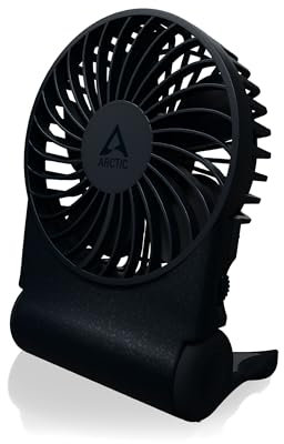 ARCTIC Summair 2Go (Dark Blue) - Ventilateur de Poche Rechargeable avec Support, Vitesse Infiniment Variable, Temps de Fonctionnement de 4 à 77 h, Connexion USB-C (incluse Câble USB-A) - Bleu