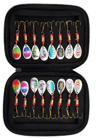 Yonphy Leurres de Pêche Kit Spinnerbaits, 16 pcs Cuillères De Pêche Leurres, Leurre Pêche Carnassier, Kit de Pêche pour Brochet, Sandre, Perche et Truite avec Sac de Transport (16 Pcs)