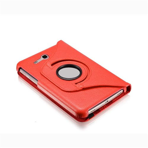 INSOLKIDON Compatible con Samsung Galaxy Tab 3 Lite 7.0 Inch SM-T110/T111 Tablet Funda Protectora de Cuero Bumper Protección Carcasa con Soporte Función, Auto-Sueño/Activación (Rojo)