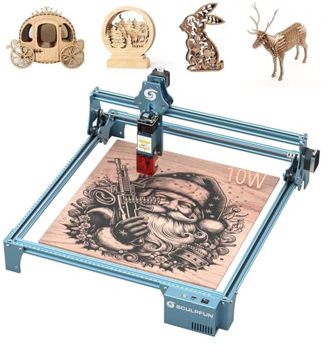 SCULPFUN S9 Pro Laser Graviermaschine, 10W Lasergravierer, 0,01 mm Gravurgenauigkeit, Ganzmetall Lasergravur Maschine, Laser Schneidemaschine für Holz, Acryl, Leder, 400 x 410 mm Gravurfläche