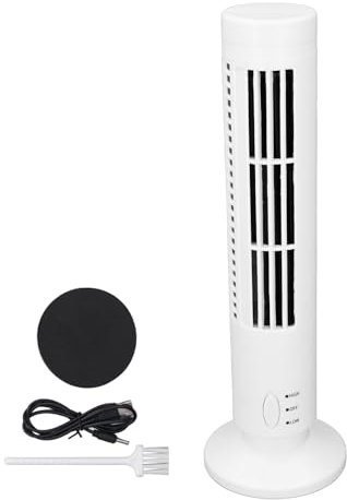 Aoveew Ventilador de torre USB sin aspas, 2 velocidades, silencioso, ahorro de energía, ventilador de refrigeración portátil para uso doméstico y oficina (blanco)