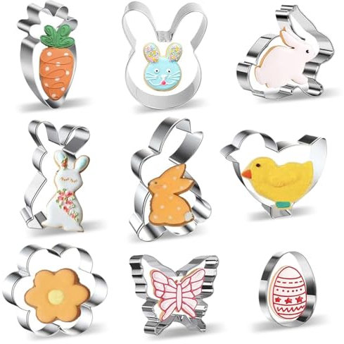 9 Stück Ausstechformen Ostern, Keksausstecher Ostern Ausstecher Ostern Plätzchen Ostern Set, Ostern Edelstahl Ausstechformen Oster Ausstecher Set für Kekse Bonbons Kuchen