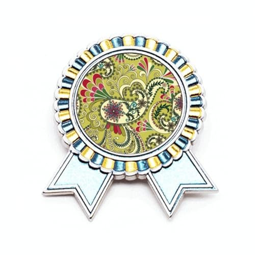 Broche en forme de plume de paon avec motif fleur de paon, M, Métal