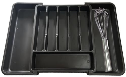 Organizador de cajones de cubiertos, organizador de cajones de cocina expandible, soporte ajustable para utensilios y cubiertos, organizador de cajones para tenedores, cuchillos, cucharas