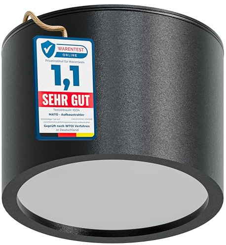 MATO Aufbauspot GX53 schwarz - IP44 Spritzwassergeschützt - Ø80x60mm - Aufbaustrahler mit GX53 Fassung - Aluminium Deckenspots Aufputz 230V, Aufbau Spots Decke, Aufbauleuchte - ohne Leuchtmittel