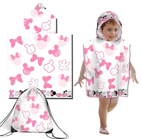 Toalla Playa Niña Bebe de Baño con Capucha, Toalla Poncho Niño Infantil de Playa Toalla de Microfibra Poncho y Bolsa de Cordó Surf para Baño Piscina Playa Niños de 2 a 8 Años (Estilo 2)