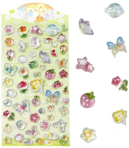 Muorruo Adesivi 3D Puffy, Adorabili Sticker Kawaii con Motivi Cartoon, Adesivi in PVC Glitter di Alta qualità per Bambini, Studenti, Artigiani per Scrapbook, Planner, Laptop e Cover per Cellulari