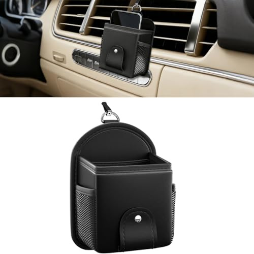 VEOIRXU Organizer per Occhiali da Sole con Clip Tasca Universale per Occhiali da Sole per Auto in Pelle PU per Telefono Monete Chiavi Porta Carte Piccoli Oggetti
