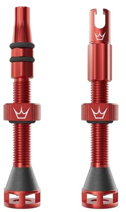 Peaty's Holeshot Fast Flow Tubeless Ventil - Hochdurchfluss-Design mit Anti-Verstopfungsfunktion für Dichtmittel, Schnelle Reifenmontage, 7075-Aluminium, MTB-kompatible Fahrrad Ventile, 42mm Rot