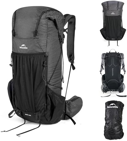 Naturehike Rock 2.0 Upgraded 30L Rucksack Interner Rahmen Wanderrucksack Herren Damen mit Regenhülle Trekkingrucksacke für Outdoor Camping Reisen Backpacking(Schwarz 30l/M)
