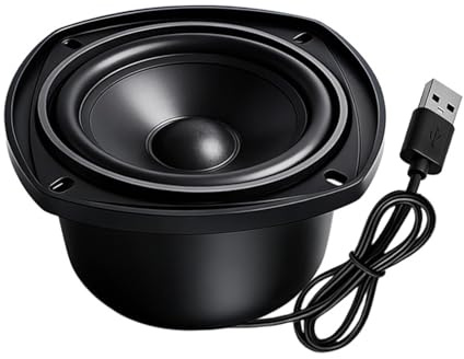 Hangsu USB Powered 4inch 4Ohm 15W Metal Enclosure Speakers with Builts in Sound Card and Amplifiers for Laptop TVs Computer Builts in Sound Card Speakers