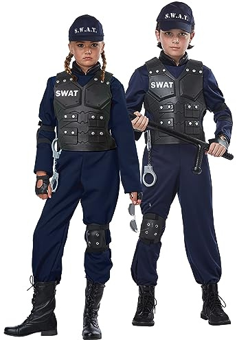 California Costumes SWAT-Kinderkostüm mit Brustpanzer Karnevals-Verkleidung blau-schwarz - 152 (10-12 Jahre)
