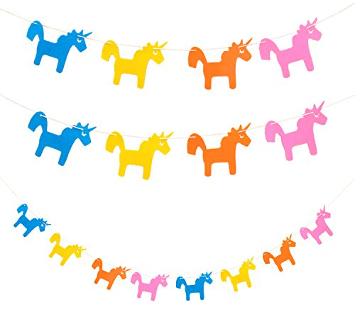 Oblique Unique® Einhorn Girlande Unicorn Banner bunt aus echtem Filz 2m - Kinder Geburtstag Party Deko