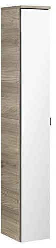 FACKELMANN Hochschrank Luxor mit Spiegel/Badschrank mit Soft-Close/Maße (B x H x T): ca. 20,5 x 139,5 x 26,5 cm/Schrank fürs Bad mit 1 Spiegeltür/Türanschlag Links/Korpus: Braun hell