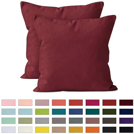 Encasa XO Baumwoll-Kissenbezüge, 2er-Set I 16x16 in (40x40 cm) - Reiche Kastanienbraun I kein Einsatz I einfach Kissenbezüge I Maschinenwaschbar | Nur Innen benutzen