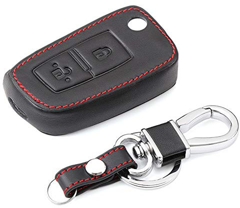 Happyit Couverture de Clé de Voiture en Cuir Cas Porte-clés pour Nissan Qashqai X-Trail Juke Sentra Versa Altima Micra Pulsar 2 Boutons