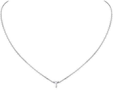 ChicSilver Damen Silberkette mit Buchstabeanhänger T Damen Silber Buchstabe Kette Anfangsbuchstabe Anhänger für Damen und Mädchen