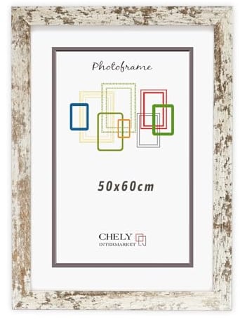 CHELY INTERMARKET MOD204 Marco Fotos Decorativo Estilo Clásico Vintage 50x60cm Madera MDF con Metacrilato Diseño Montaje Vertical Horizontal Ideal Diplomas Certificados Fotografías
