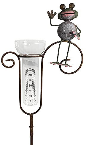 zeitzone Gartenstab Regenmesser Frosch Metall Rost Wetterfrosch Braun 130cm