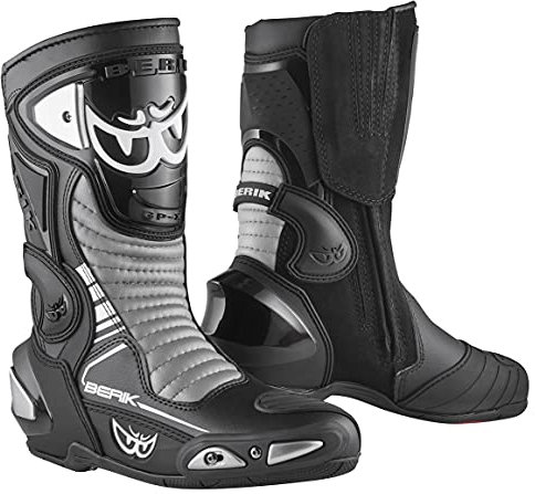 Berik Race-X EVO Stivali da moto, nero/bianco/grigio, 48