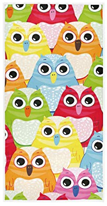 WowPrint Buntes s¨¹?es Handtuch mit Eulen-Motiv, schnelltrocknend, f¨¹r Sport, Fitnessstudio, Yoga, Strand, Bad, Wandern, Schwimmen, Dusche, Reisen, 76 x 38 cm