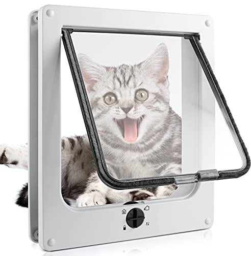 Sailnovo Katzenklappe Hundeklappe 4 Wege Facile-Verschluss für Katzen und kleine Hunde, Installieren Leicht mit Teleskoprahmen, Cat Flap Klappe Hundetür Katzentür Haustierklappe 23.5 * 27 * 5,5 cm