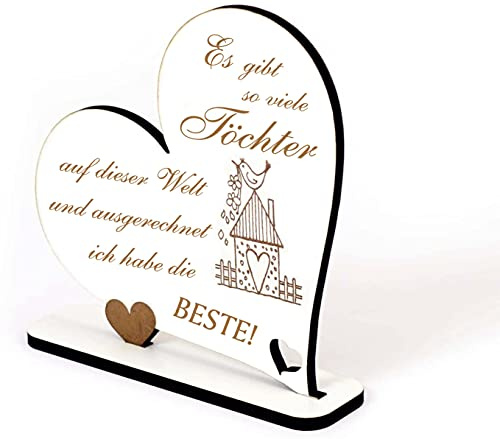 Beste Tochter Deko Aufsteller Herz - Es gibt so viele Töchter und ich habe die Beste - Holzaufsteller Liebe Glück 15x14 cm | Dekolando