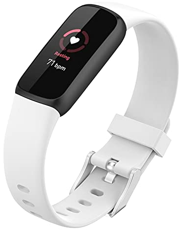 FunBand Bracelet Compatible avec Fitbit Luxe, Bracelet de Remplacement Bande en Silicone Ajustable Sport Band Remplacement Bracelet pour Fitbit Luxe Smartwatch (1 Pack,Blanc)