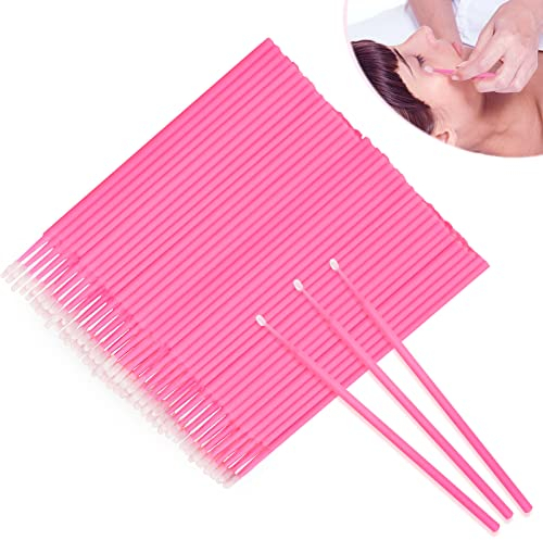 100 Stück microbürsten wimpernverlängerung, Einweg Microbürsten Microbürstchen Wimpernverlängerung für Makeup und Mundpflege, 1.5mm Rosa