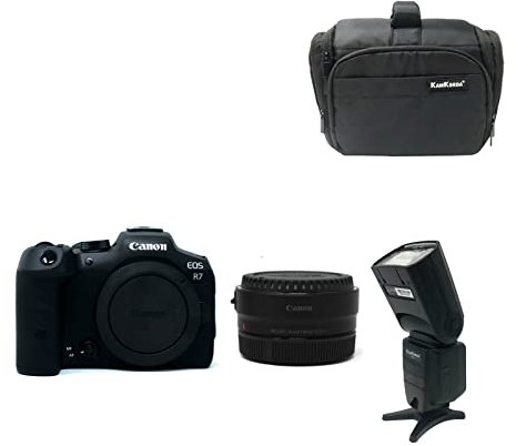 KamKorda Camera Bag + R7 Mirrorless Digital Camera Body, Adapter, Flash, 32.5MP APS-C CMOS Sensor, 4K60 10-Bit Video + 2 Year Warranty