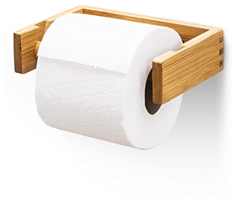 HEIMWERT Toilettenpapierhalter Bambus Klopapierhalter Holz - Design Toilettenpapier Halterung - hält 100% sicher ohne abzufallen I Klorollenhalter nachhaltig I Papier Halter I Toilet Paper Holder
