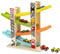 Auto Rennbahn Kinder Holz, Holzrampe Racer mit 6 Mini Autos, Rennwagenbahn Autostrecke Fahrzeuge Spielsets Lernspielzeug Geschenke für Kinder Jungen Mädchen ab 3+ Jahren