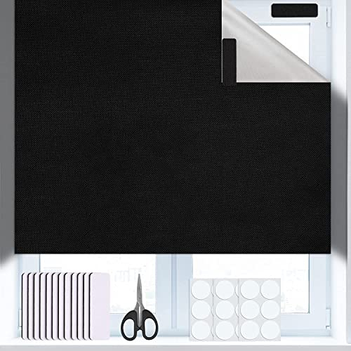 DUOJIN Store Occultant Portable Noir 145*300cm avec Revêtement 100% Opaque, Rideaux Occultants Thermique Protection Solaire pour Fenêtre, Porte, Bébé Chambre, Grenier, Dortoirs - avec Outils Complets