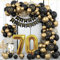 70 Geburtstag Deko, 70. Geburtstag Mann Frauen, 70 Jahr Geburtstagdeko, Happy Birthday Girlande Ballon Schwarz Gold Deko, Deko 70. Geburtstag Konfetti Luftballons, Birthday Party Decorations