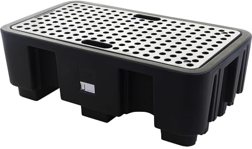 kaiserkraft | PE-Auffangwanne für 2 x 200-l-Fässer | Auffangvolumen 236 l | mit PE-Rost | LxBxH 750 x 1300 x 440 mm