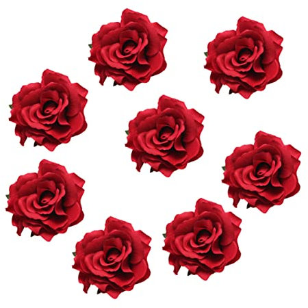 Operitacx 8 StüCk Rote Rosen Haarspangen FüR Frauen, Haarblume Phaarschmuck Blumen FüR Hochzeiten, Partys Und Besondere AnläSse, 10 X 10 X 7 Cm