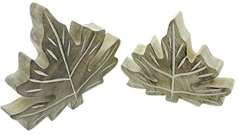 FRANK FLECHTWAREN Dekoblatt Mangoholz, 2er Set, dezent geflammt Maße: 14 x 12 cm, 17 x 16 cm