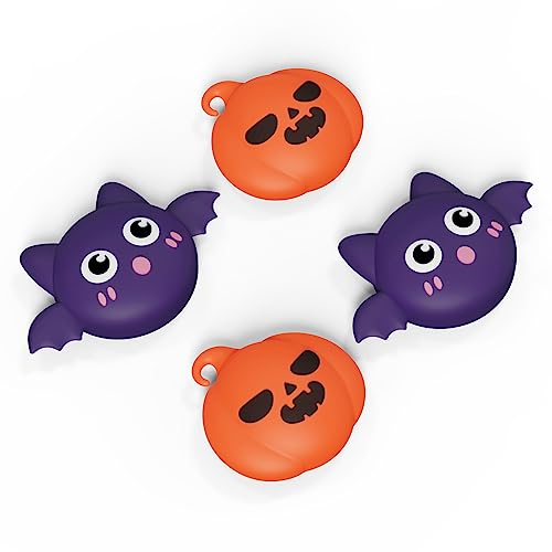 PlayVital Agarres para el Pulgar para ps5 Thumbstick Grip Caps para ps4 Mando Tapas de Agarre para Xbox Series X/S Tapas de Joystick para Switch Pro Control(Halloween Murciélago & Calabaza)