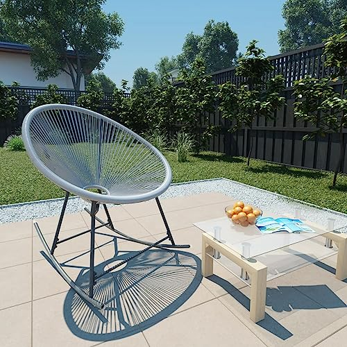 RAUGAJ Outdoor Schaukelstuhl Mond, Grau, Polyrattan, Artikelfarbe: Grau