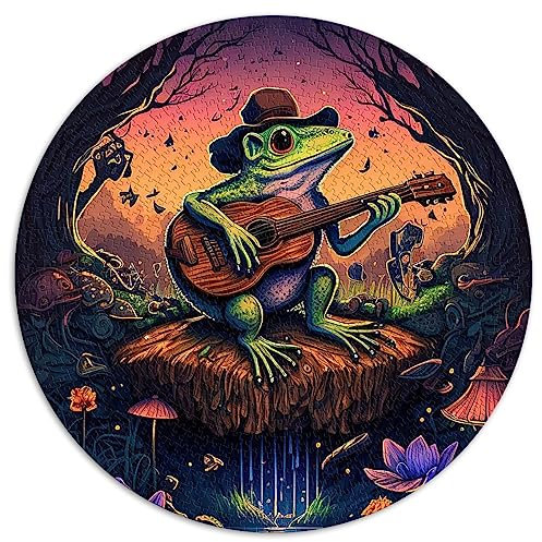 1000 Teile PuzzlesFrosch spielt Banjo Kreative runde Puzzles Geeignet für Erwachsene und Kinder über 12 Jahre Papppuzzles Heimdekoration Puzzlegröße: 67,5 x 67,5