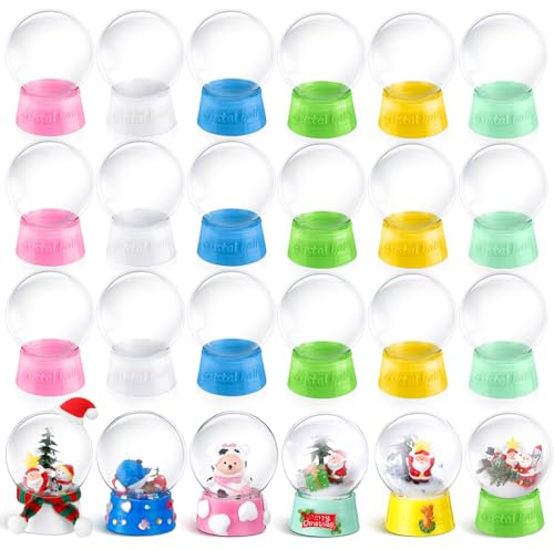 Mifoci Schneekugel, 10,2 cm, transparent, Kunststoff, Wasserkugel, leer, befüllbar, Weihnachtsschneekugeln mit Schraubkappe, Andenkenkugel, Vitrine für Heimwerker, Handwerk, Kinder, Ornamente,