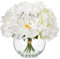 Oairse Peony Artificial Flowers in Vase 6 Head Real Touch Fake Peonies Flower in Glass Vase with Faux Water Silk White Faux Flower Arrangement for Home Bathroom Wedding Table Centerpiece Decoration