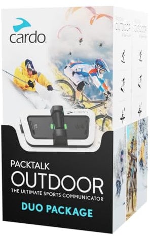 Cardo Sistema de comunicación para Casco PACKTALK Outdoor, Ideal para esquí, Snowboard y Ciclismo (Blanco, Doble)