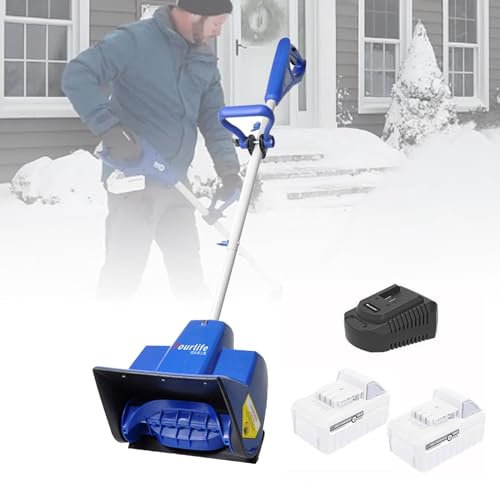 CYTBEK Spazzaneve a Batteria, Spazzaneve con Batteria, Spazzaneve a Batteria con Impugnatura Anteriore Regolabile, Spazzaneve Elettrico Portatile, Ideale per vialetto, Patio e Pulizia del Ponte B