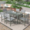 Merax 7-teiliges Outdoor-Esstisch-Set für 6 Personen Bierzeltgarnitur Gartentisch Möbelsets Outdoor Möbel