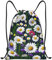 RoMuka Rucksack mit wilden Blumen und Gänseblümchen, leicht, Kordelzug, Tasche, Fitness-Tasche, täglich, faltbarer Kordelzug-Rucksack, Wildblumen und Kornblumen, Gänseblümchen, S