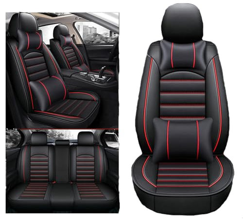 MBROS Autositzbezüge Auto Sitzbezüge Sets für Nissan Qashqai II J11 2013-2017 2018 2019 2020 2021, 5 Sitzer PU Leder Wasserdichter Komfort Sitzbezug, Schonbezüge Sitzschoner,B-Black Red